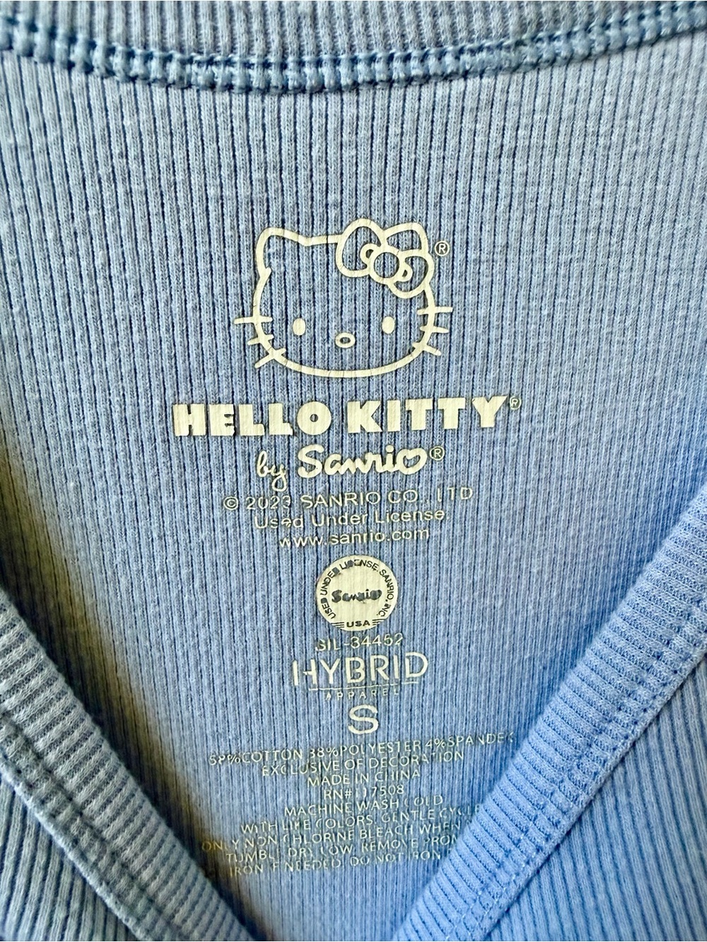 Hello Kitty Light-Blue Ribbed Tank Top - Picture 3 of 3